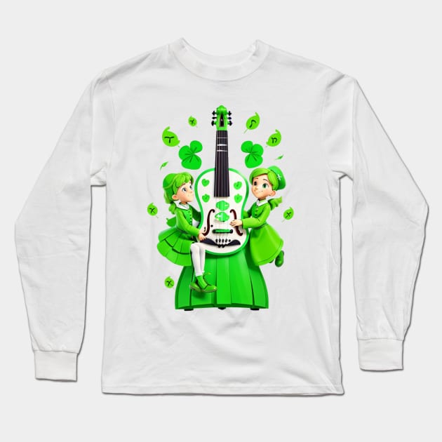 Feel the Rhythm of Traditional St. Patrick's Day Music Long Sleeve T-Shirt by benzshope